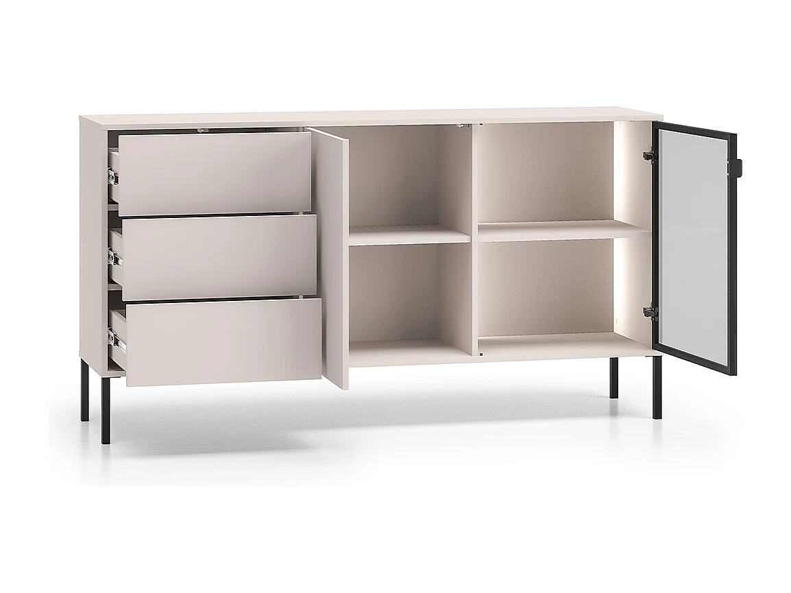 Buffet 2 portes 3 tiroirs Paige Cachemire et Noir