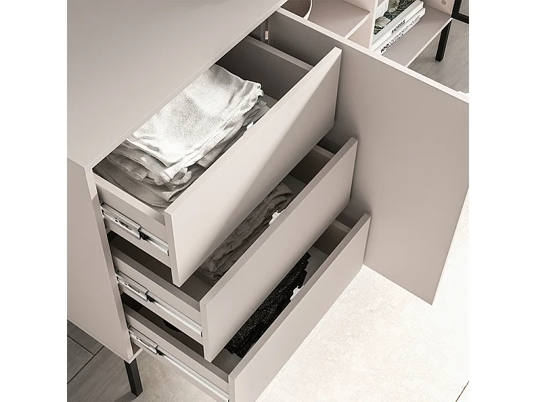 Buffet 2 portes 3 tiroirs Paige Cachemire et Noir