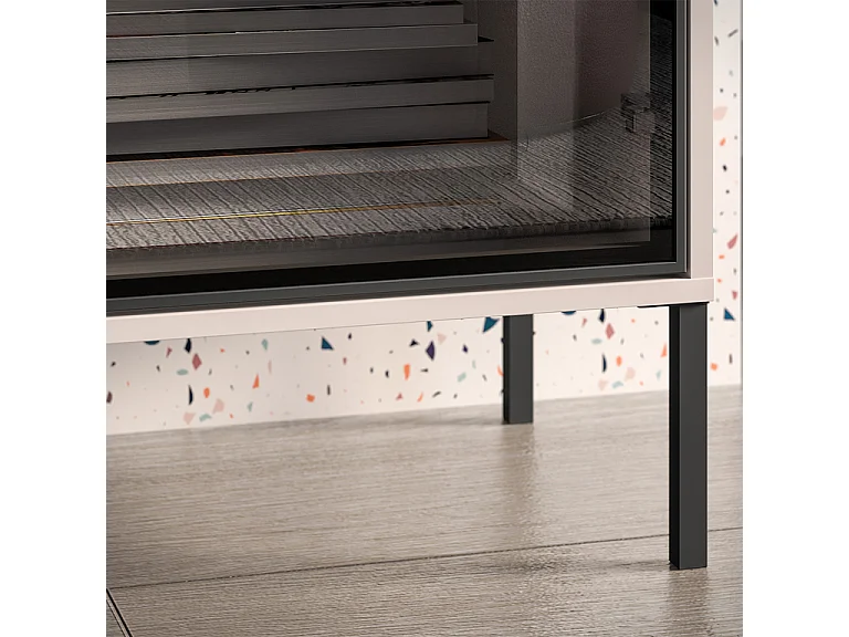 Buffet 2 portes 3 tiroirs Paige Cachemire et Noir