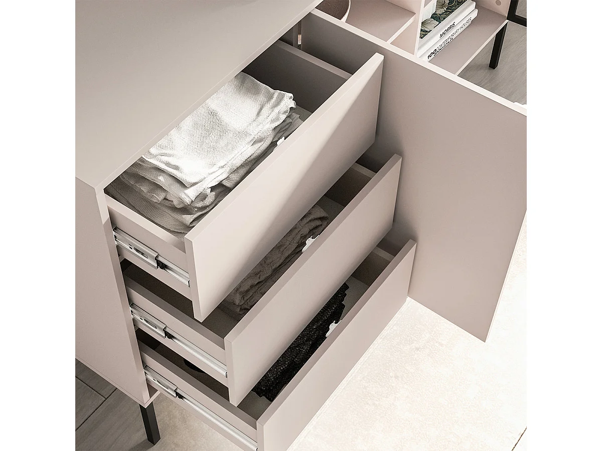 Paige Cashmere y negro Aparador de 2 puertas y 3 cajones