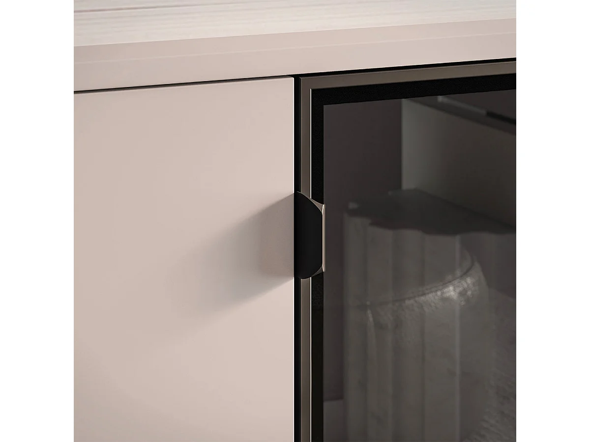 Paige Cashmere y negro Aparador de 2 puertas y 3 cajones