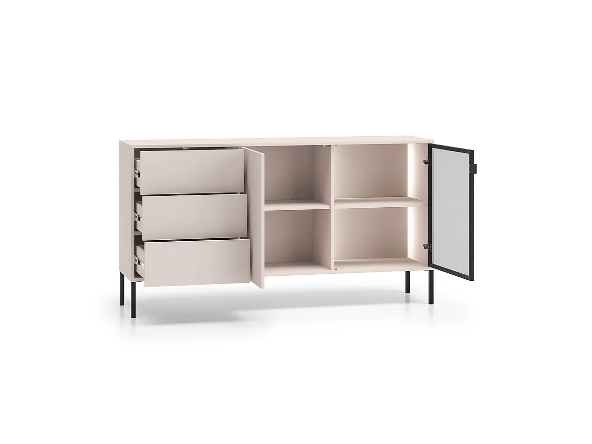 Paige Cashmere y negro Aparador de 2 puertas y 3 cajones