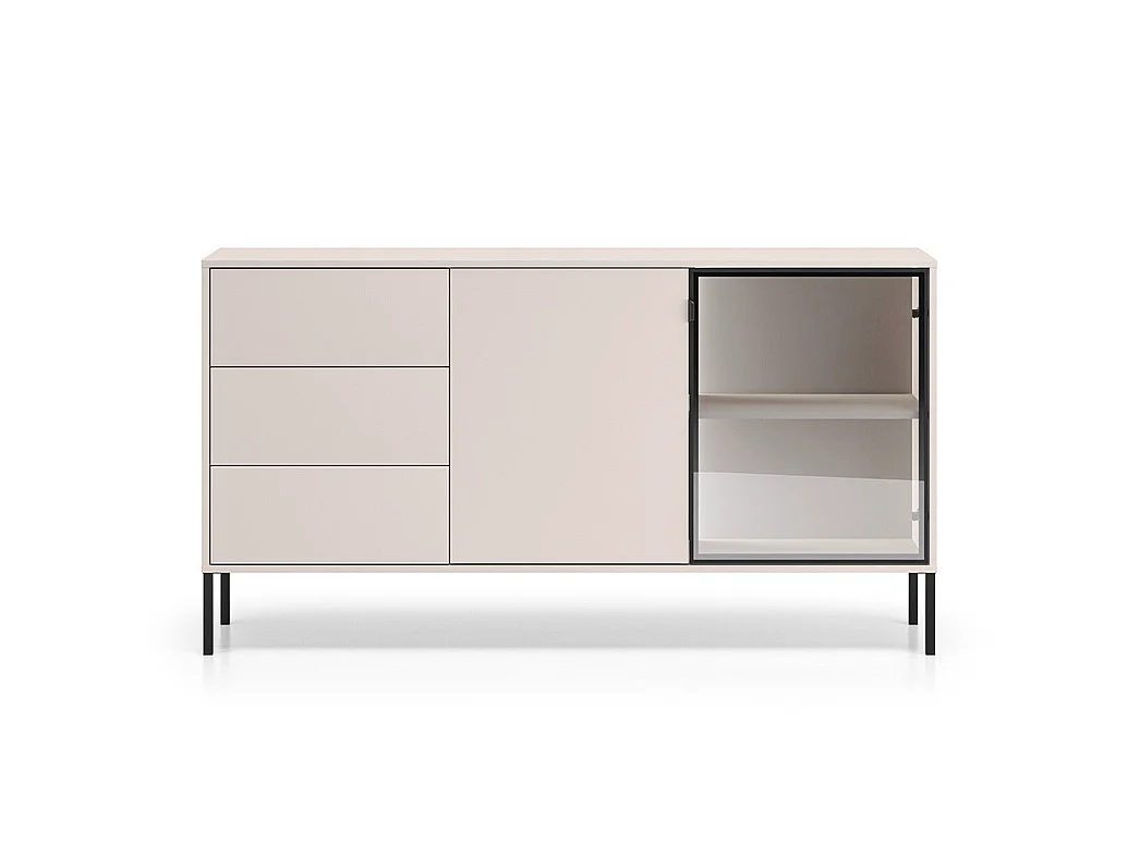 Paige Cashmere y negro Aparador de 2 puertas y 3 cajones