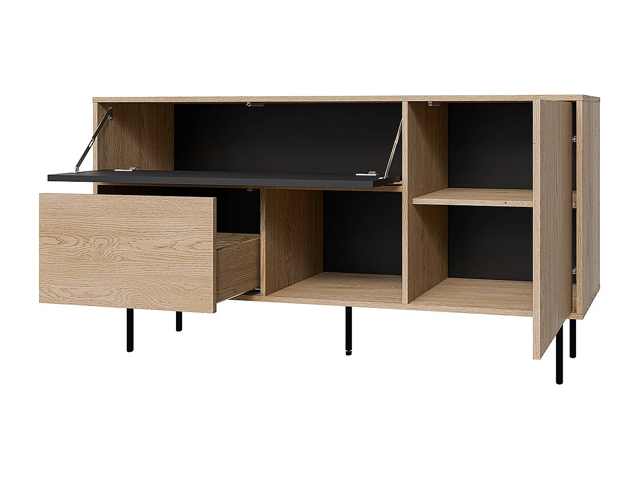 Buffet 2 portes 1 tiroir Astra Bois et Noir