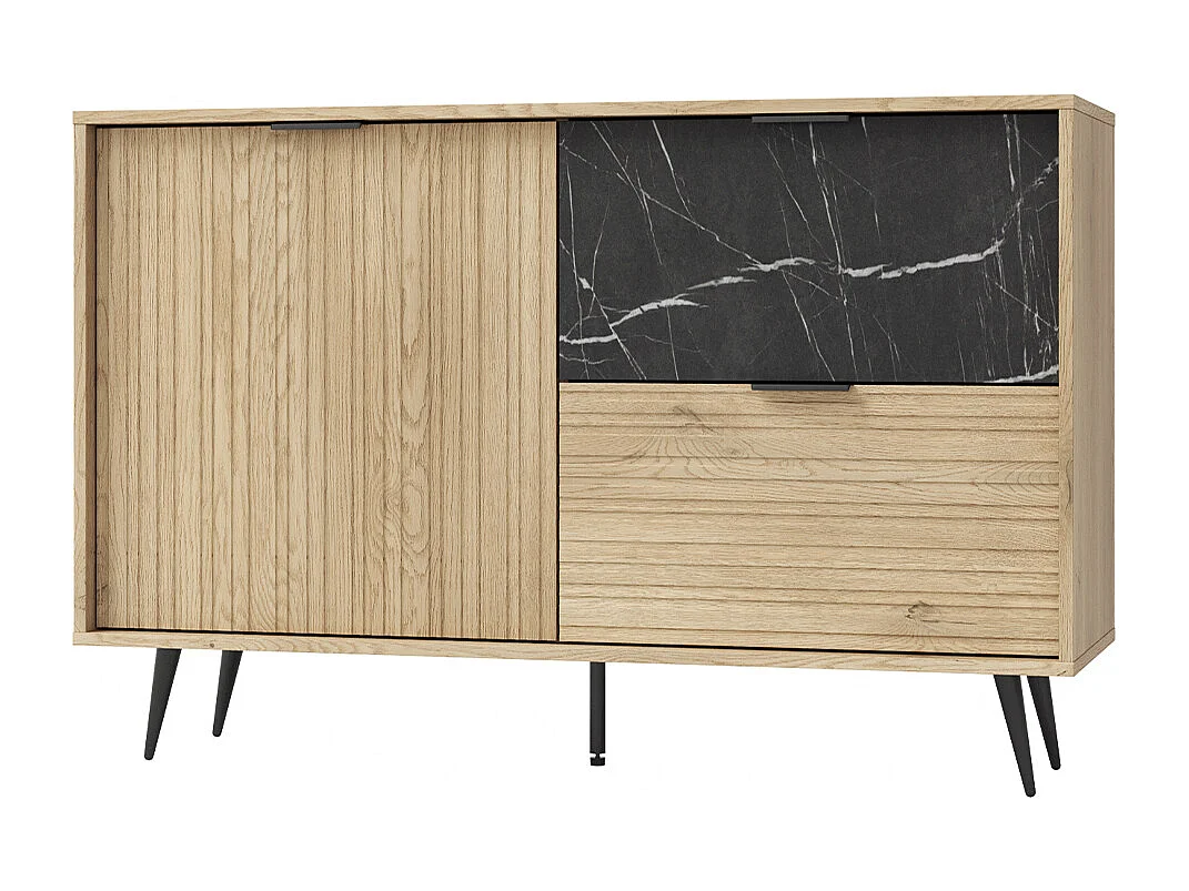 Buffet 1 porte 2 tiroirs Luka Bois et Noir