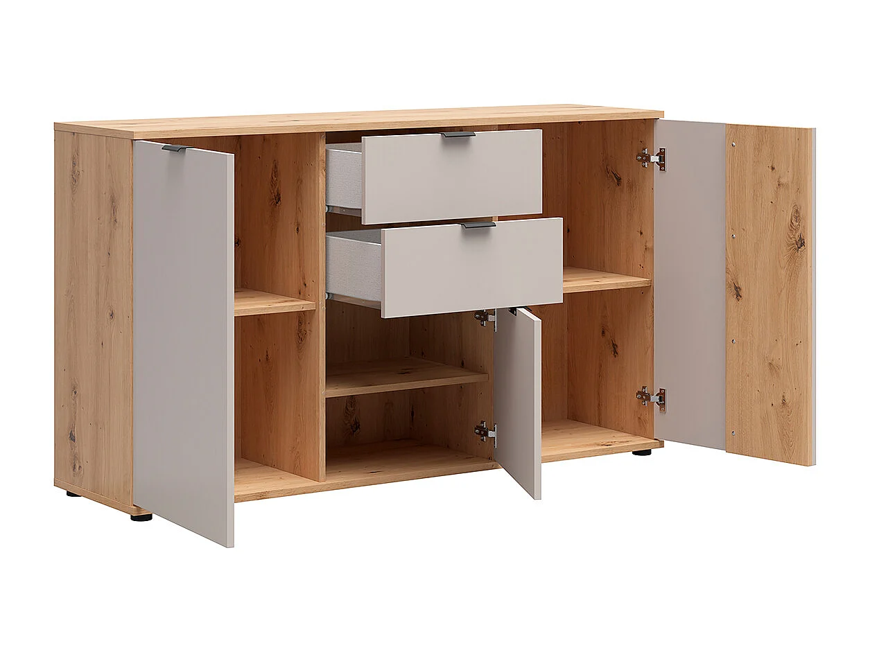 Buffet 3 portes 2 tiroirs Ezra Cachemire et Bois