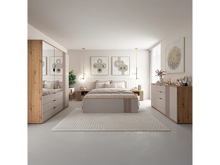 Buffet 3 portes 2 tiroirs Ezra Cachemire et Bois