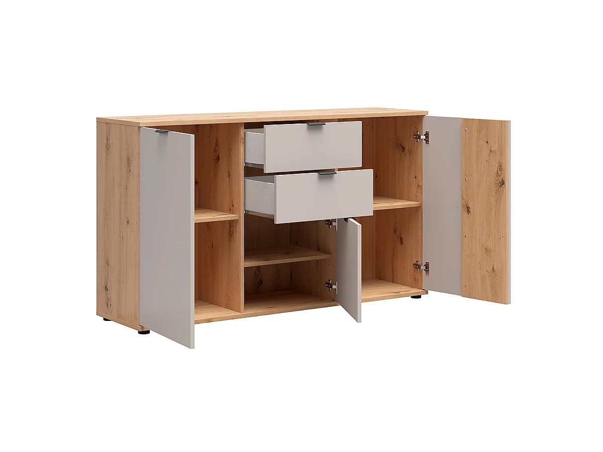 Buffet 3 portes 2 tiroirs Ezra Cachemire et Bois