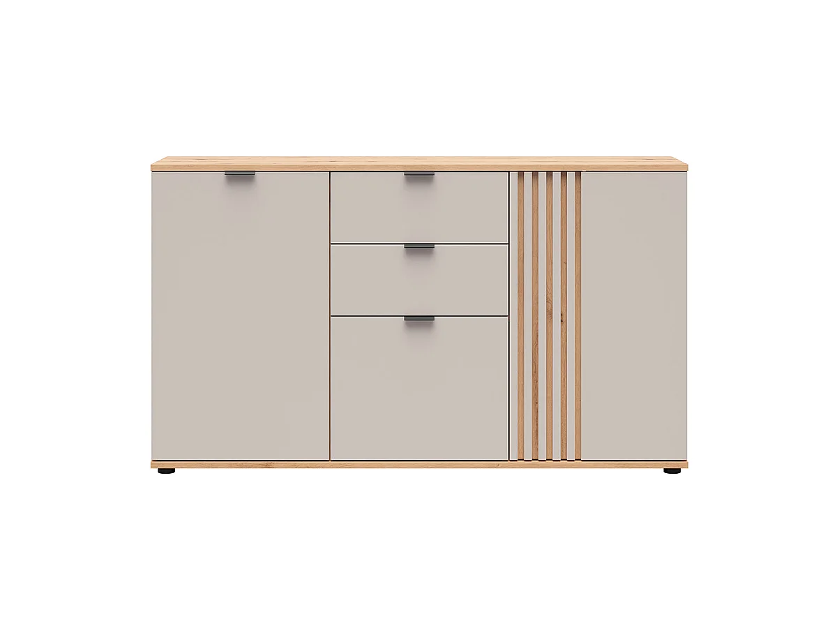 Buffet 3 portes 2 tiroirs Ezra Cachemire et Bois