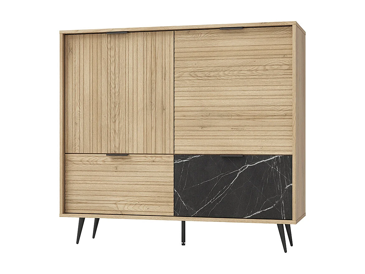 Buffet 2 ante 2 cassetti Luka marrone e nero 110,8cm