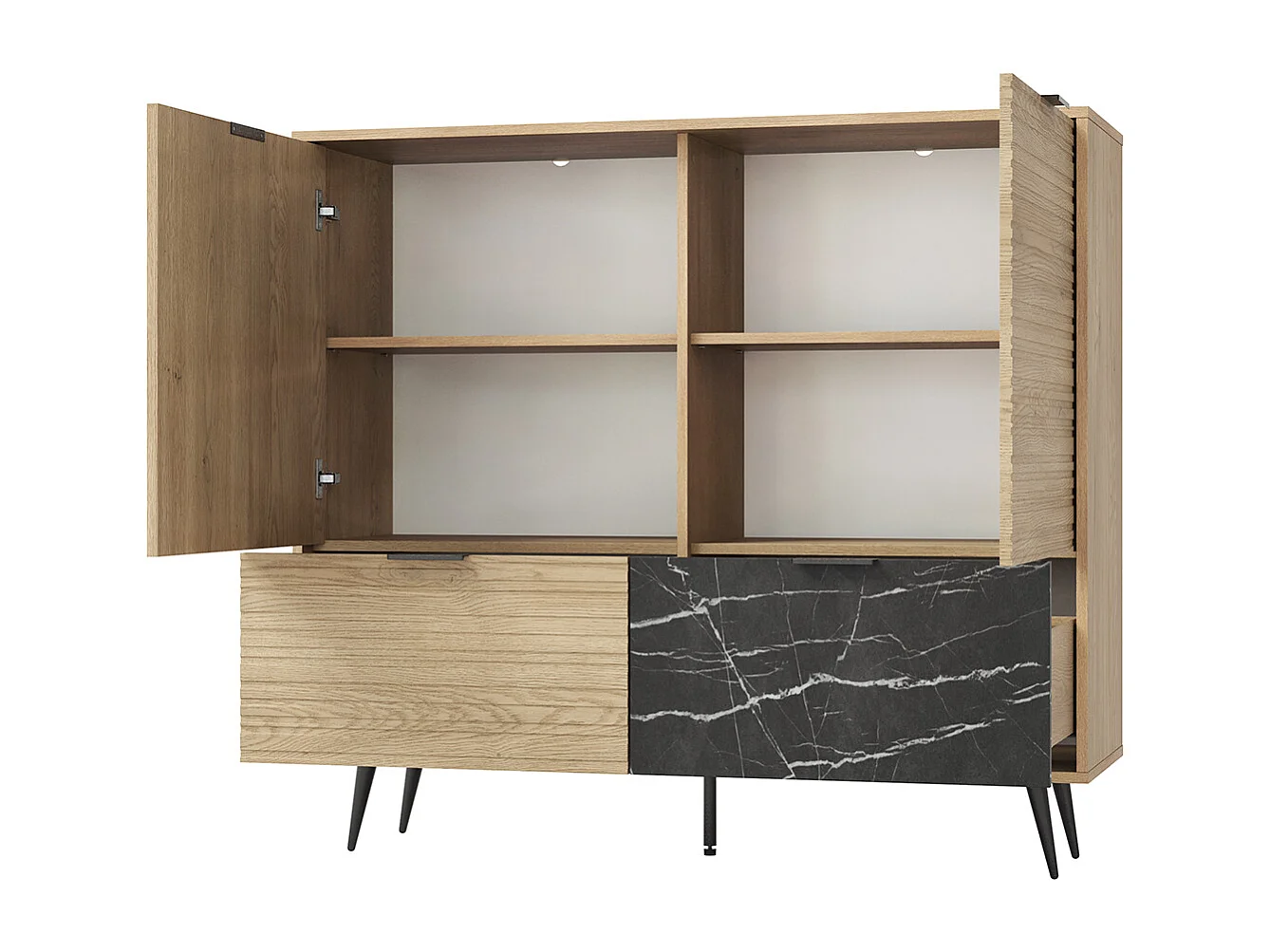 Buffet 2 ante 2 cassetti Luka marrone e nero 110,8cm