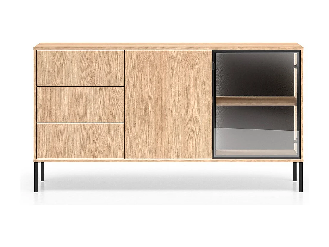 Buffet 2 portes 3 tiroirs Paige Bois et Noir