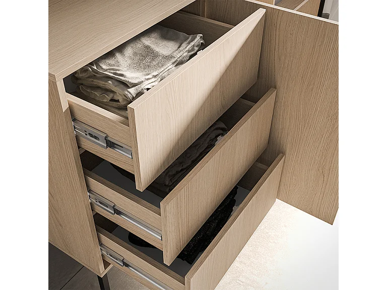 Buffet 2 portes 3 tiroirs Paige Bois et Noir