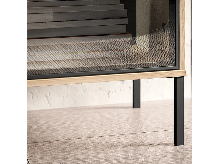 Buffet 2 portes 3 tiroirs Paige Bois et Noir