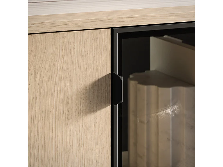 Buffet 2 portes 3 tiroirs Paige Bois et Noir