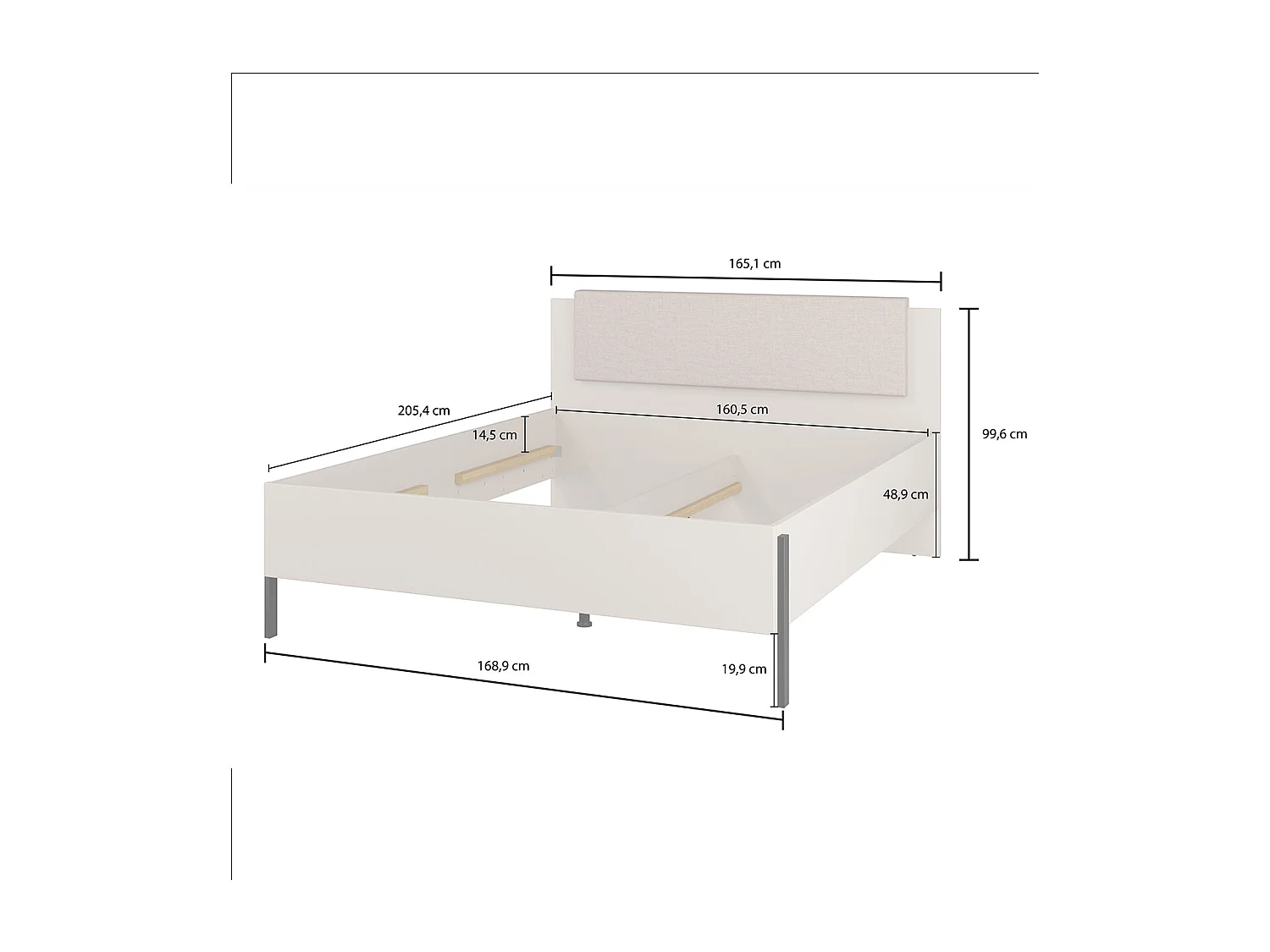 Lit 160x200 sommier inclus Bérénice Cachemire