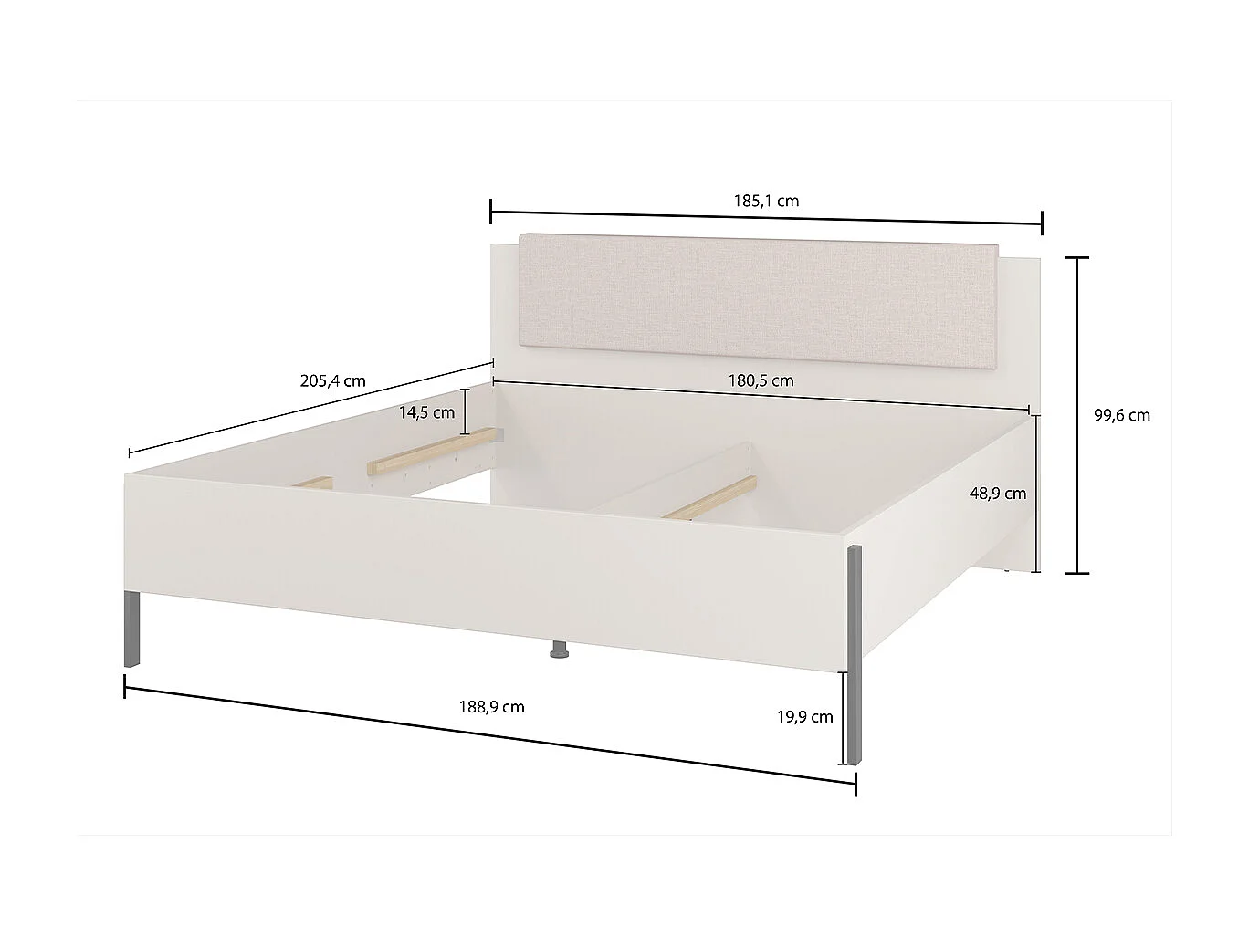 Lit 180x200 sommier inclus Bérénice Cachemire