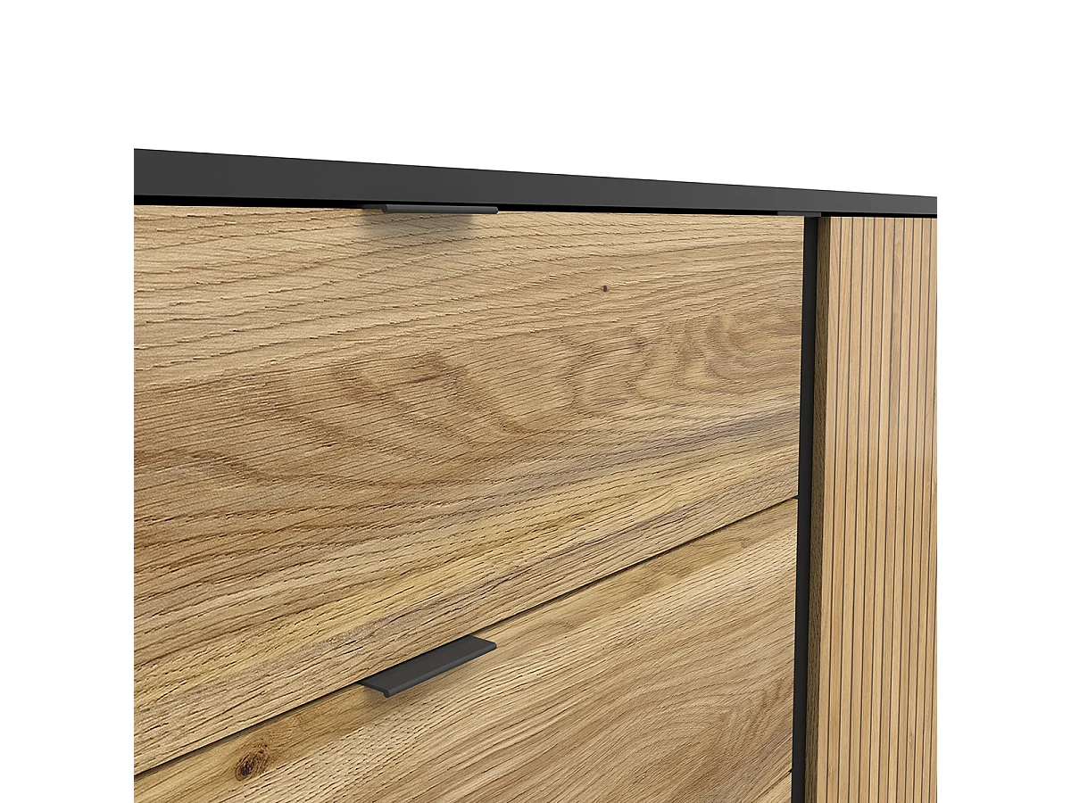 Buffet 3 tiroirs 1 porte Pia Noir et Bois