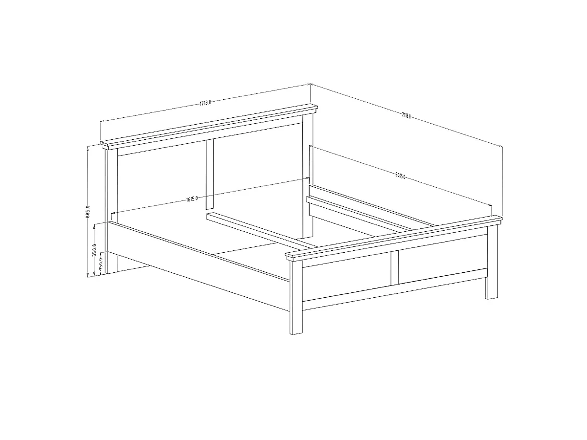 Martin Green and Wood Bed 160x200 including box spring