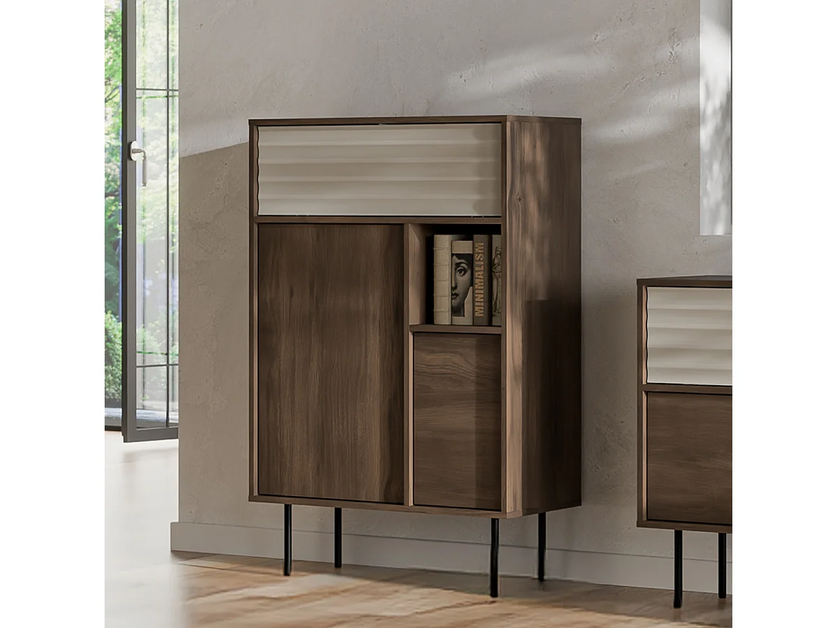 Buffet haut 3 portes Astra Bois foncé et Cachemire