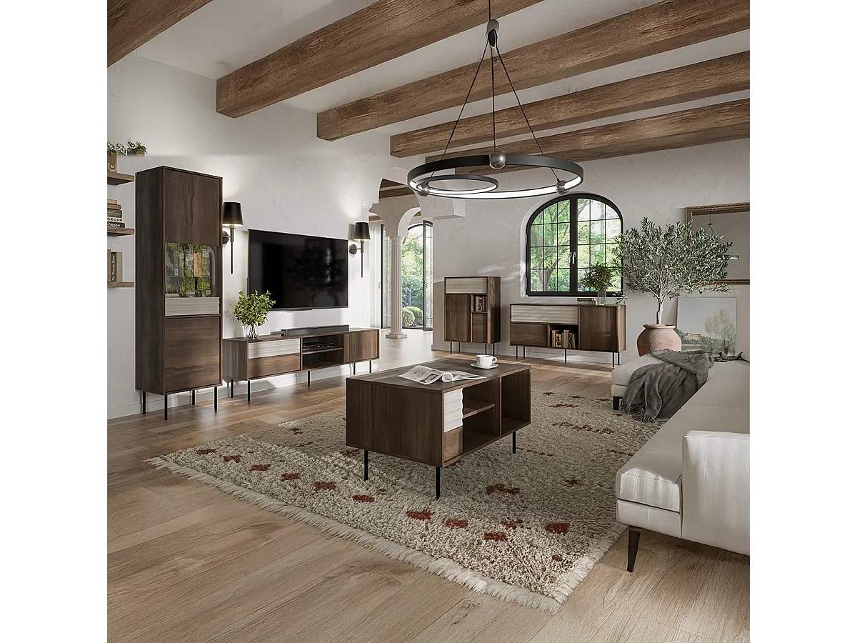 Buffet haut 3 portes Astra Bois foncé et Cachemire