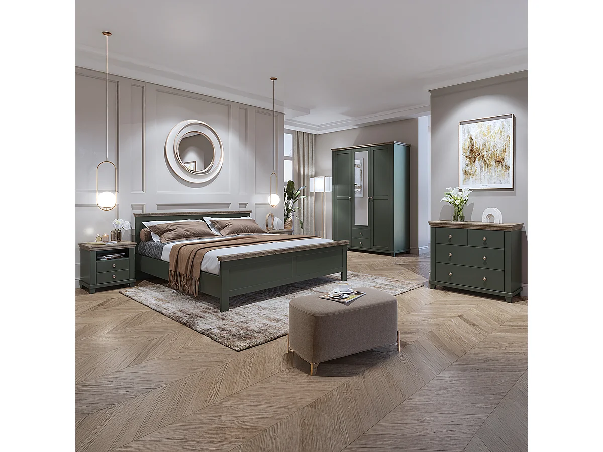 Lit 180x200 sommier inclus Martin Vert et Bois