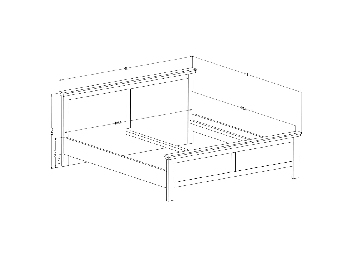 Martin Green and Wood Bed 180x200 including box spring