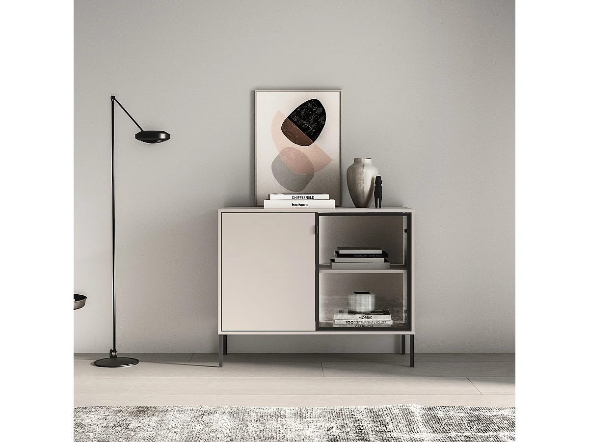 Buffet 2 portes Paige Cachemire et Noir