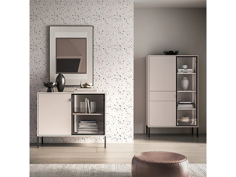 Buffet 2 portes Paige Cachemire et Noir