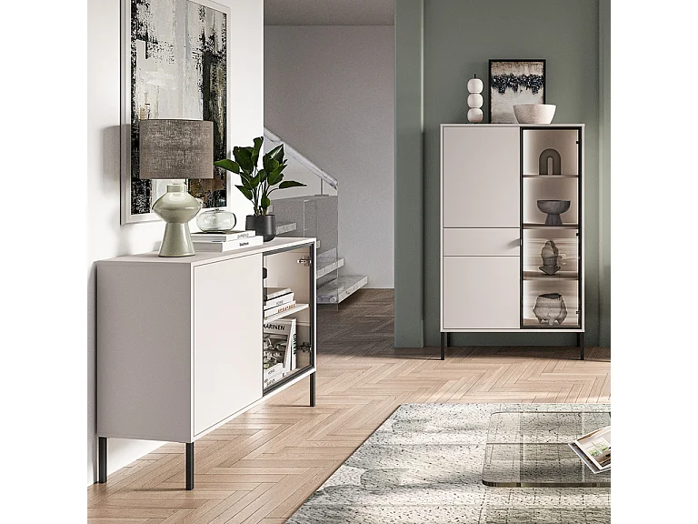 Buffet 2 portes Paige Cachemire et Noir