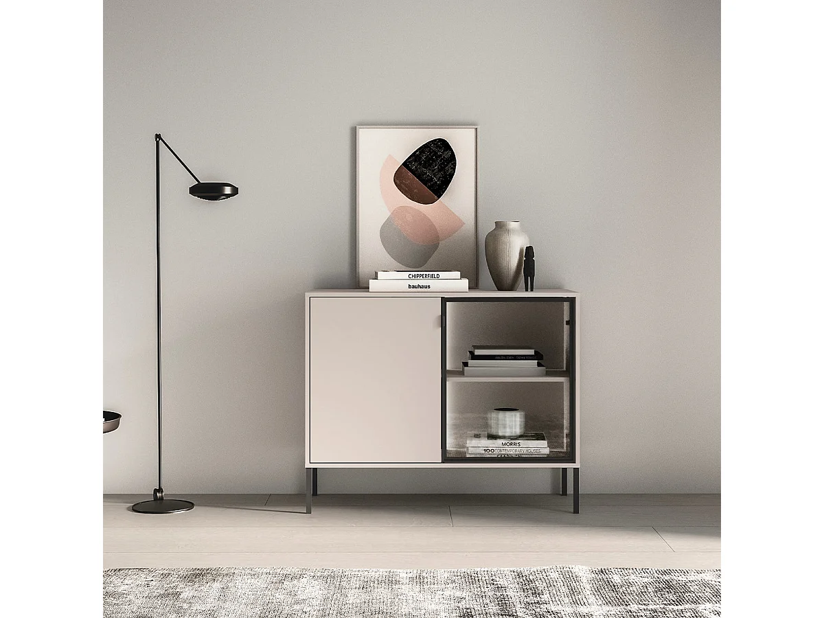 Paige Cashmere y Negro Aparador de 2 puertas