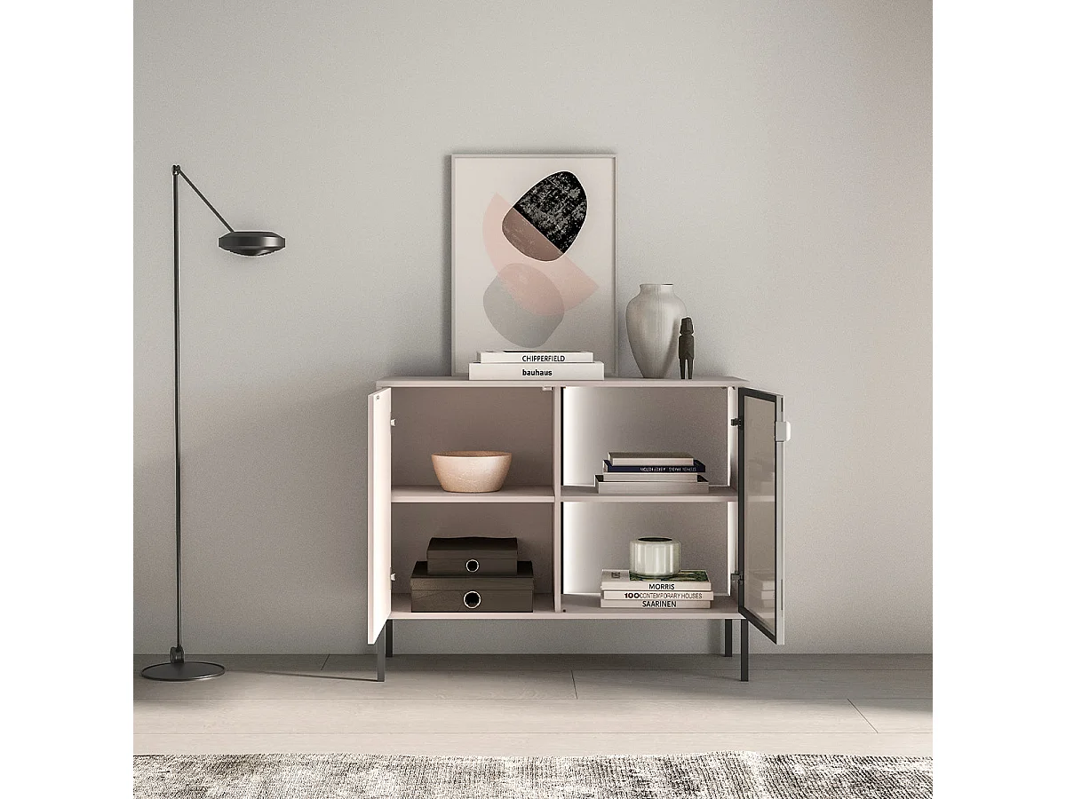Paige Cashmere y Negro Aparador de 2 puertas