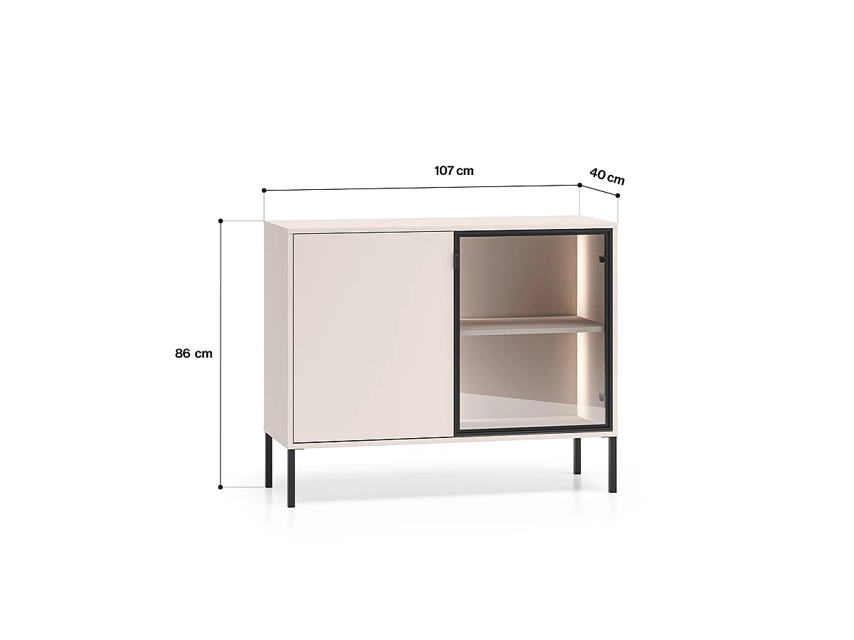 Buffet 2 portes LED inclus Paige Cachemire et Noir