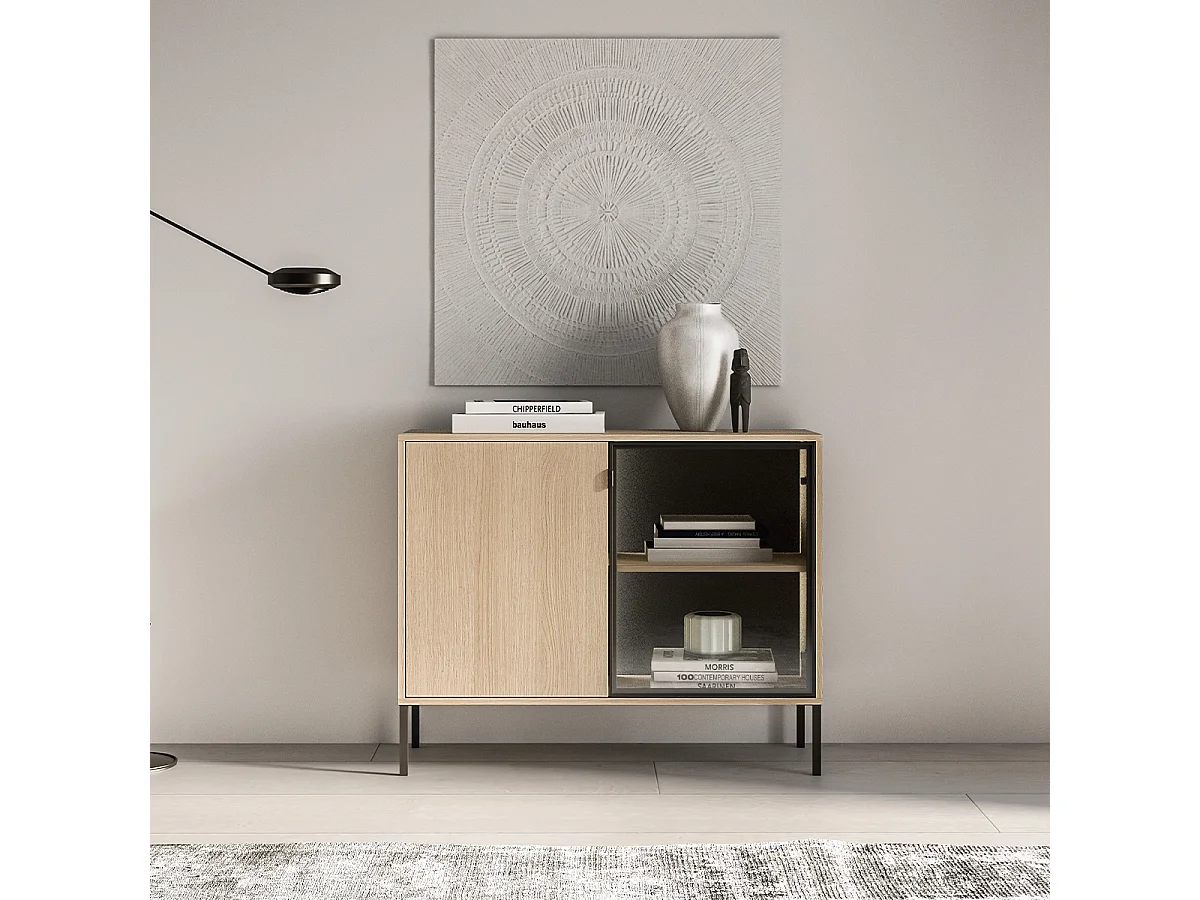 Buffet 2 portes Paige Bois et Noir