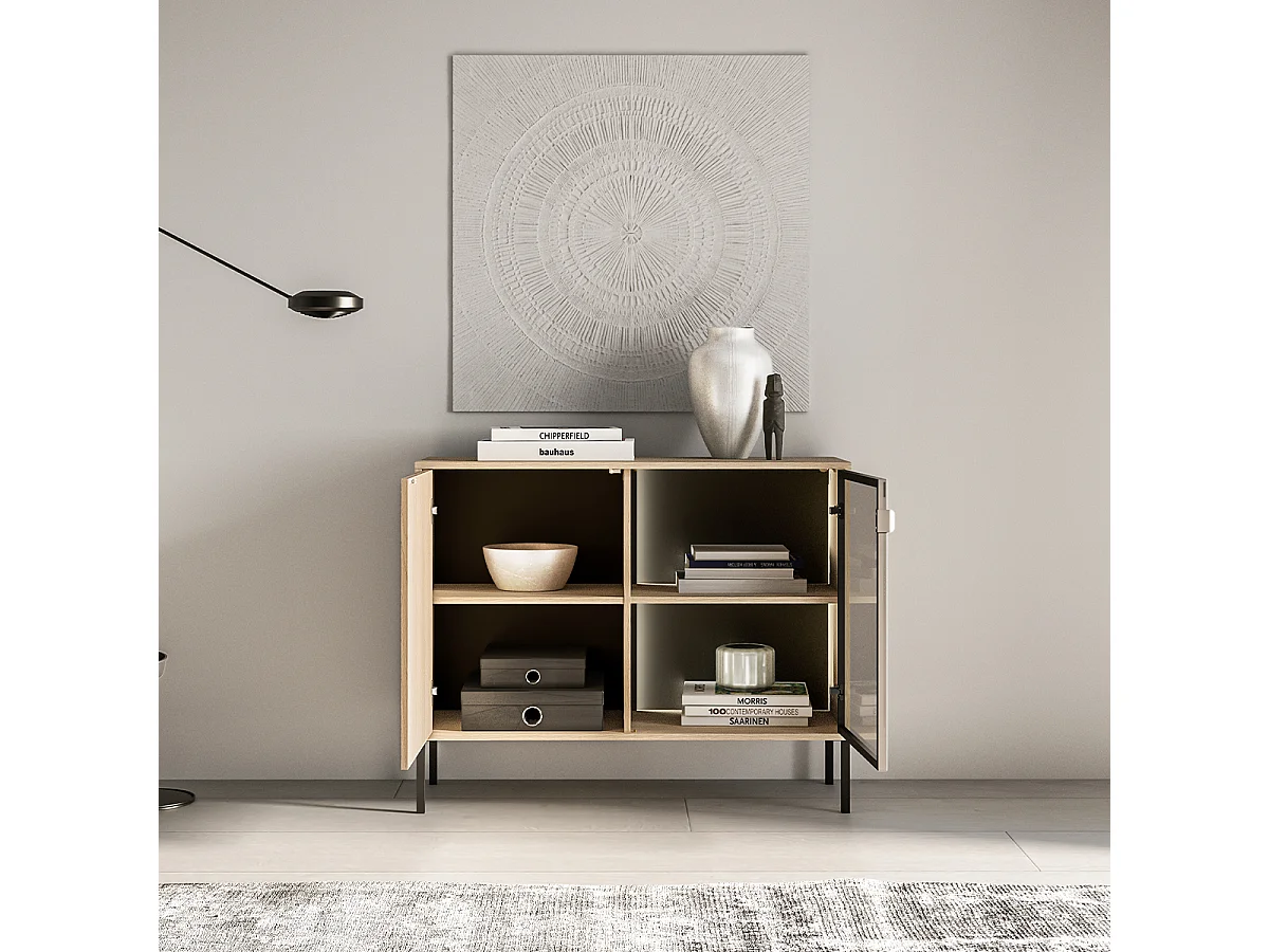 Buffet 2 portes Paige Bois et Noir