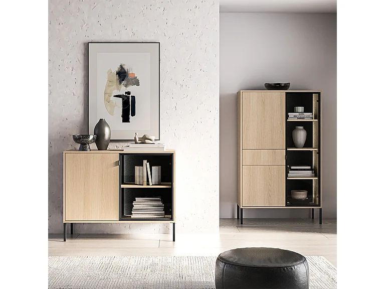 Buffet 2 portes Paige Bois et Noir