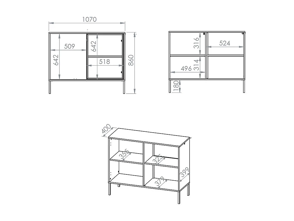 Buffet 2 portes Paige Bois et Noir