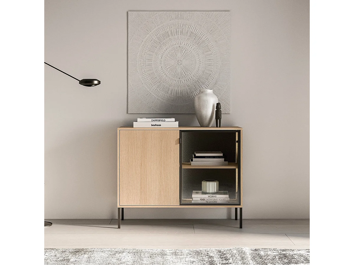 Paige skænk i træ og sort med 2 døre