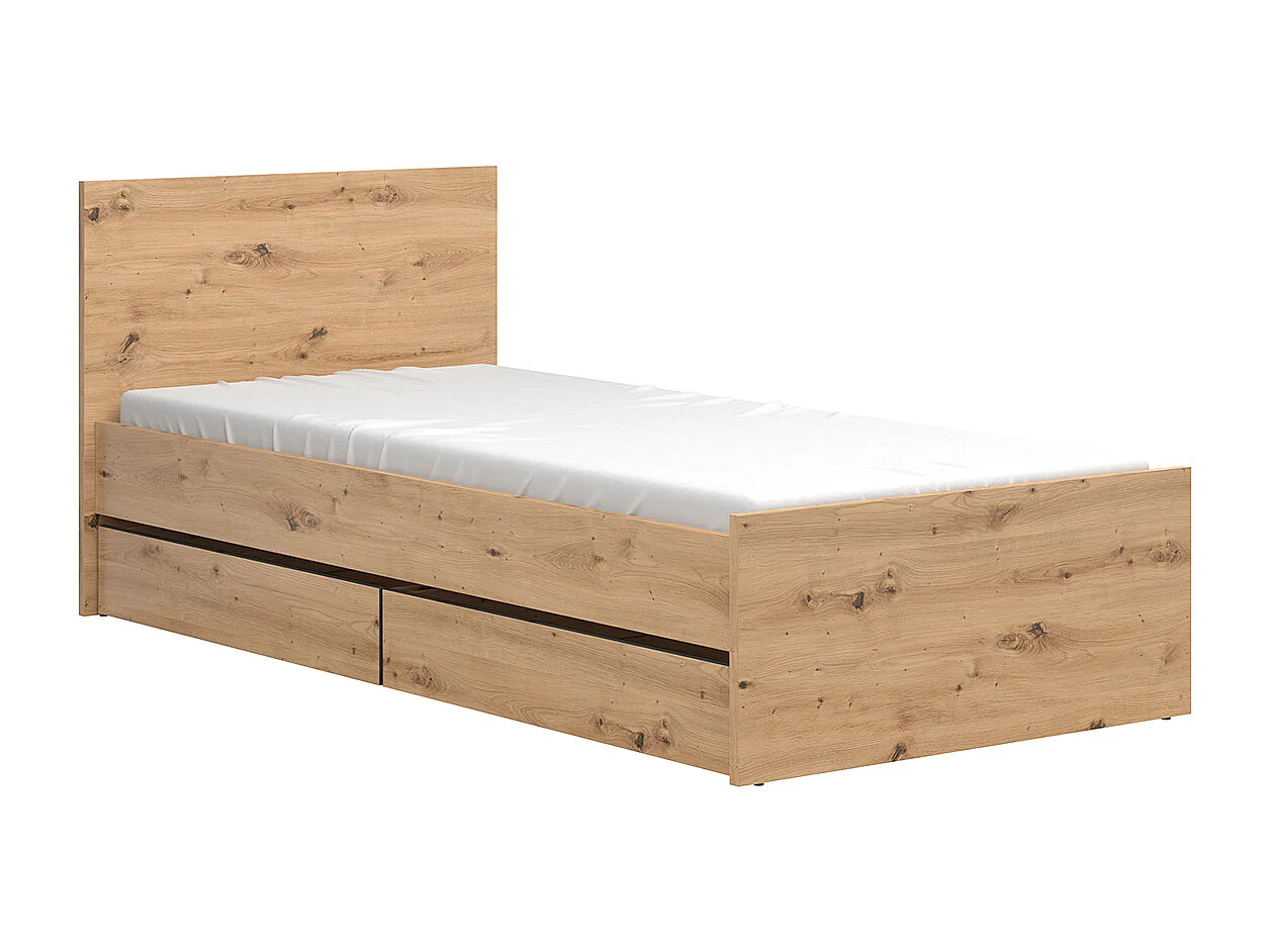 90x200 bed including box spring and drawers Mao Bois