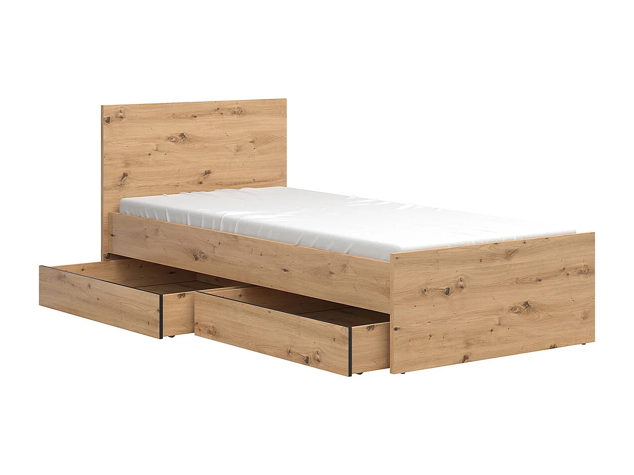 90x200 bed including box spring and drawers Mao Bois