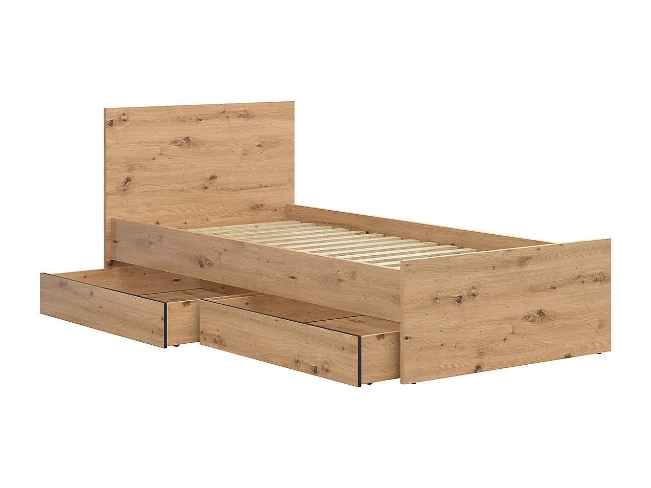 90x200 bed including box spring and drawers Mao Bois