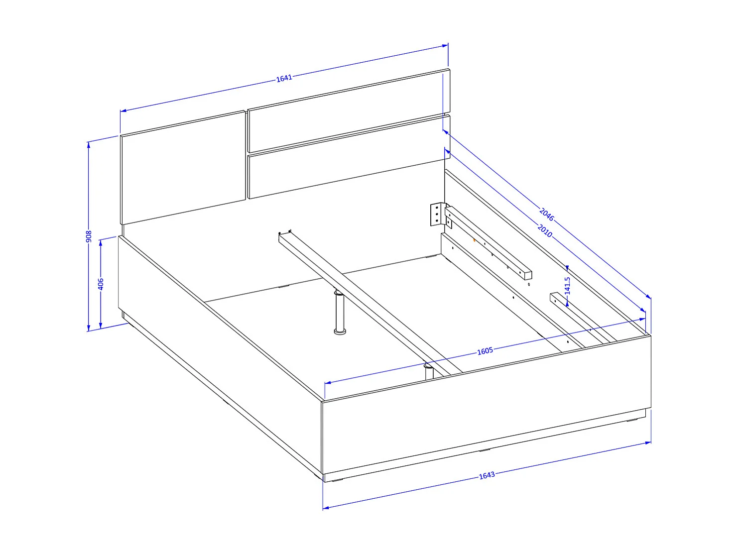 Cama de casal com base Lilia toupeira 160x200