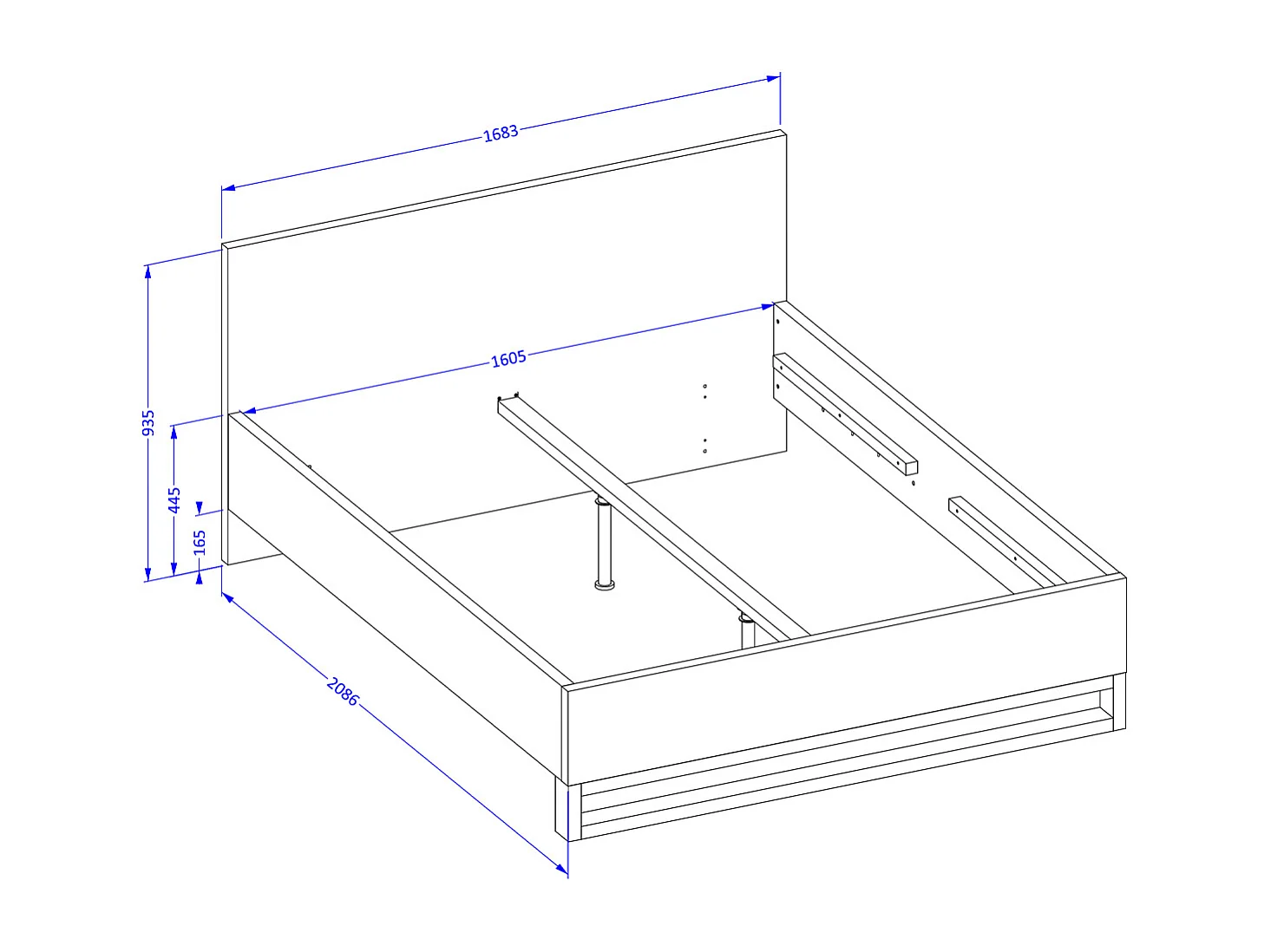 Cama Eden Madera y Negro 160x200 incluido somier