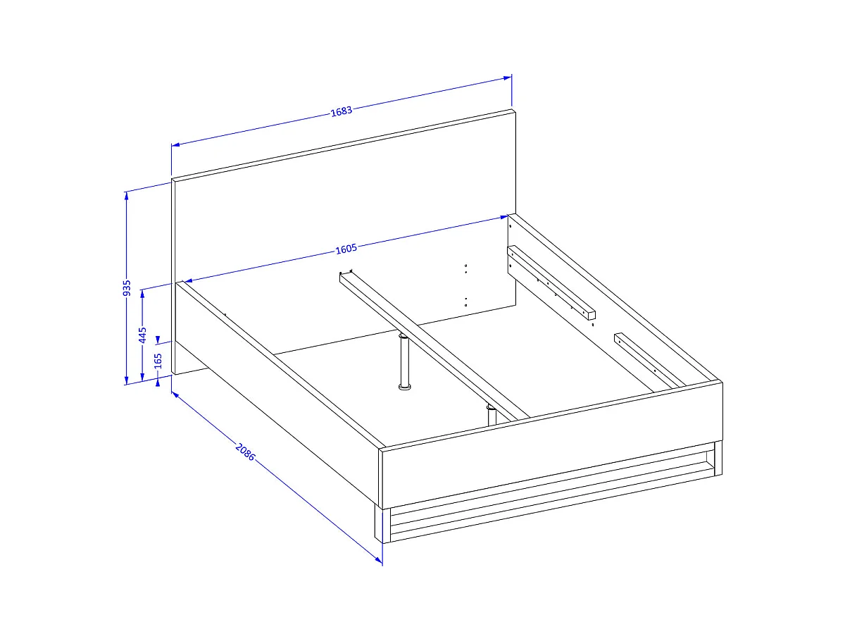 Eden Wood and Black Bed 160x200 including box spring
