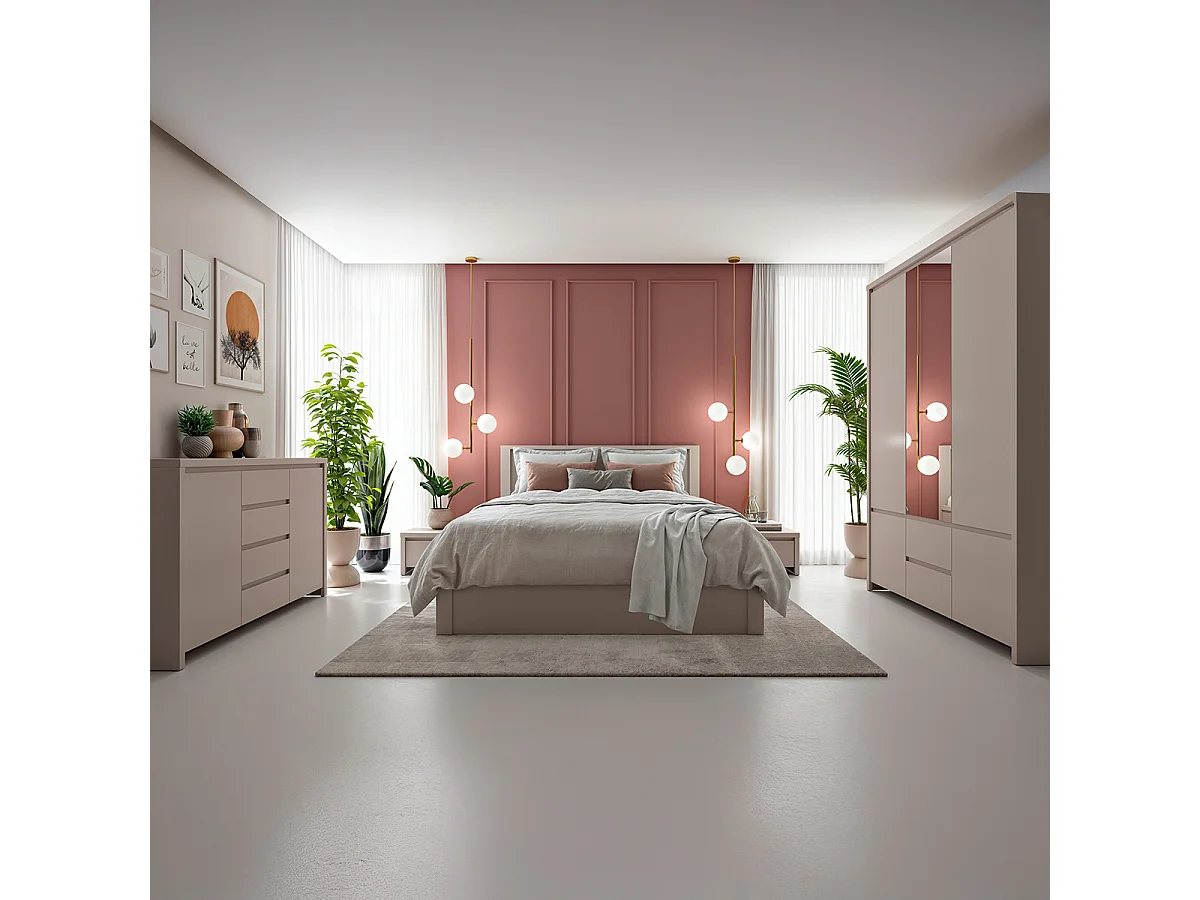 Bed 160x200 including box spring and drawers Soren Cashmere
