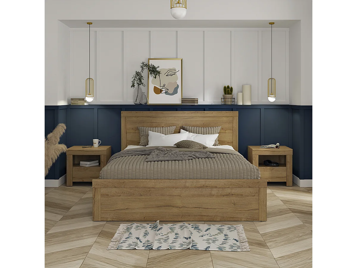 Cama de casal com base Hella madeira 180x200