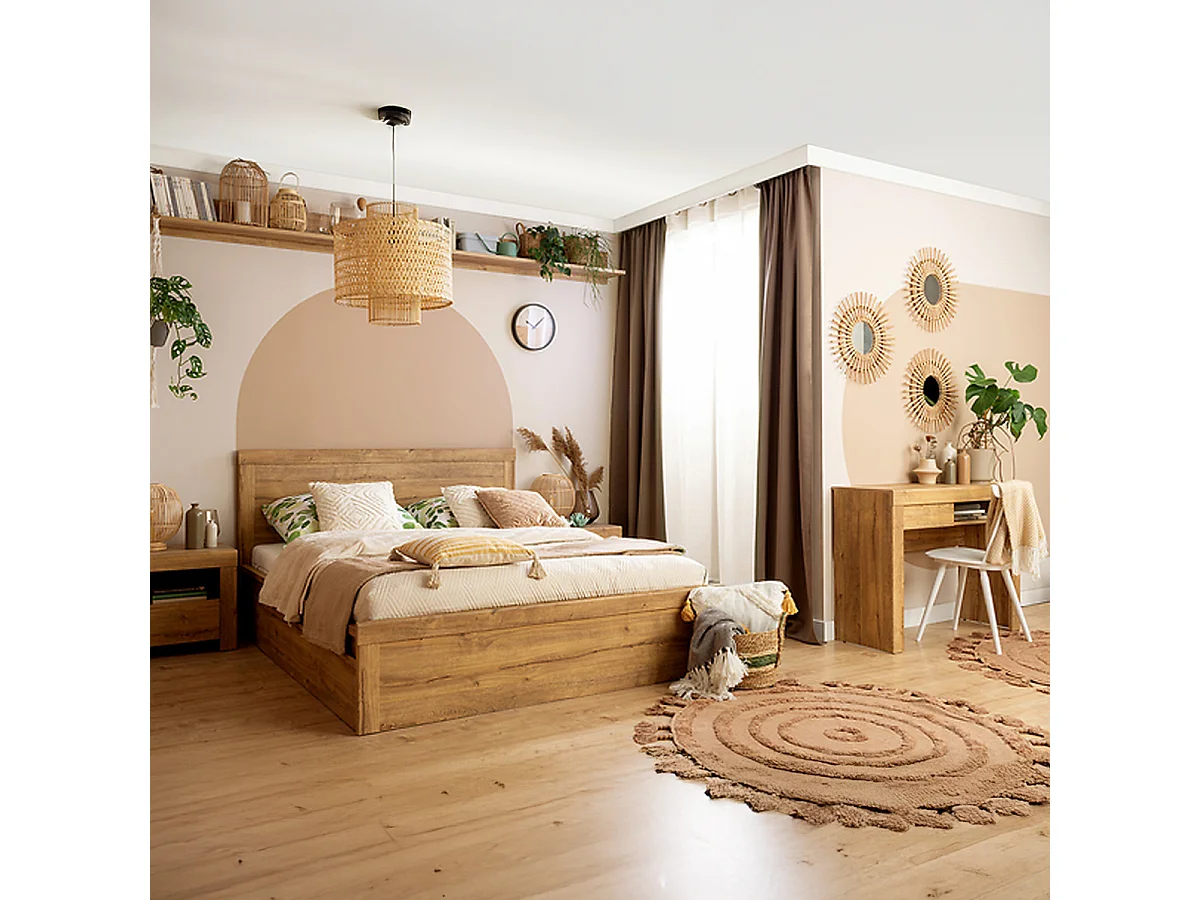 Cama de casal com base Hella madeira 180x200