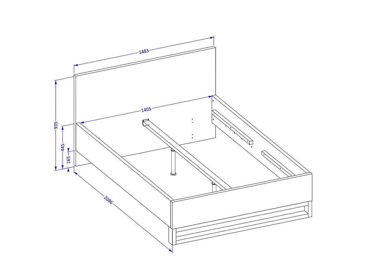 Eden Wood and Black Bed 140x200 including box spring