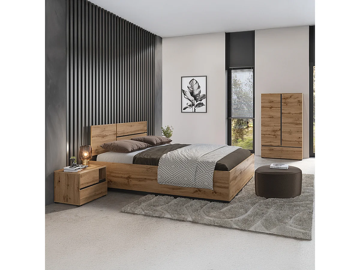 Lit 180x200 sommier inclus Lilia Bois