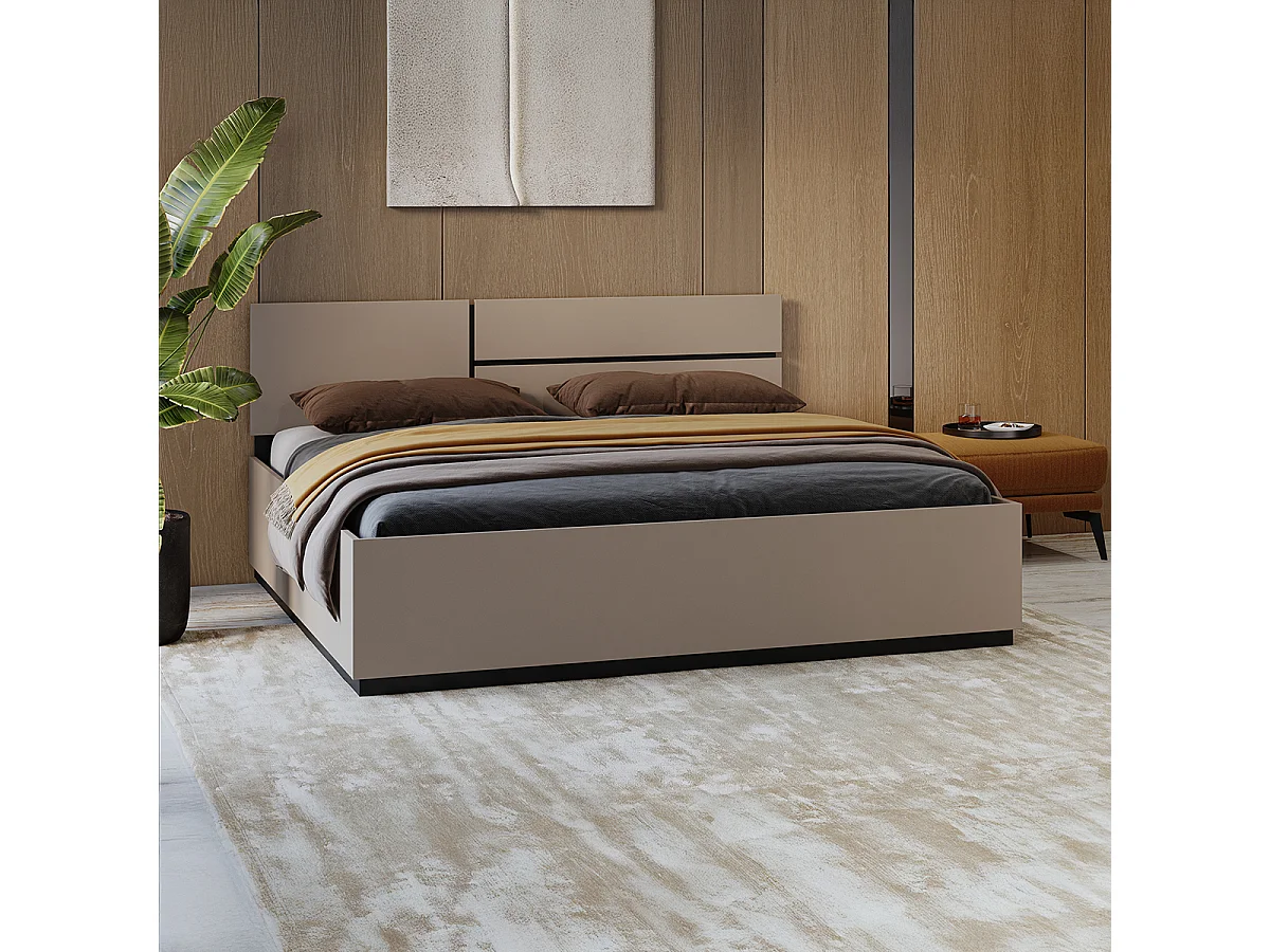 Lit 180x200 sommier inclus Lilia Taupe